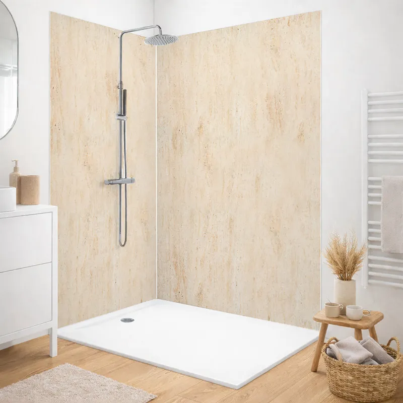 Panneau mural de douche Travertin Beige - Effet pierre naturelle | 99 Déco