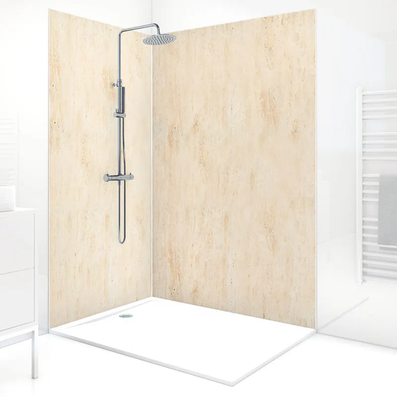 Panneau mural de douche Travertin Beige - Effet pierre naturelle | 99 Déco