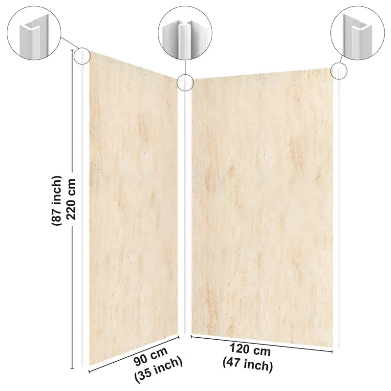 Panneau mural de douche Travertin Beige - Effet pierre naturelle | 99 Déco