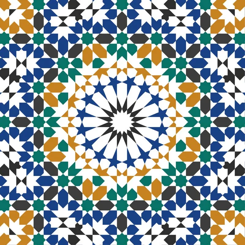 Panneau mural de douche Zeljane - Mosaïque géométrique bleu vert | 99 Déco