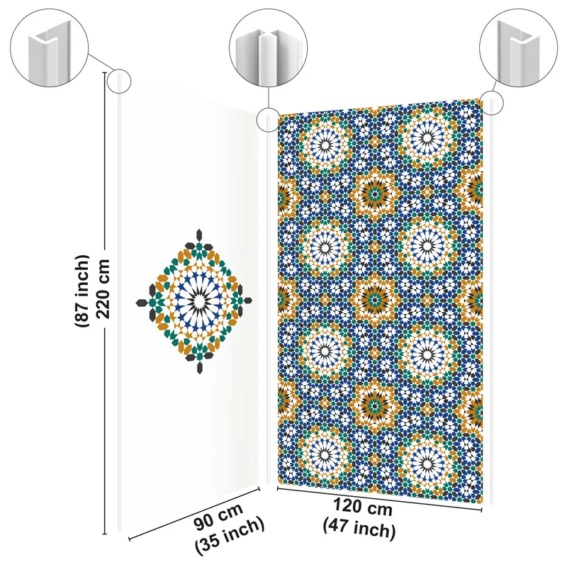 Panneau mural de douche Zeljane - Mosaïque géométrique bleu vert | 99 Déco