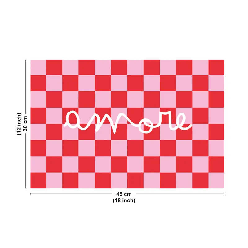 Set de table Amore - Damier rose et rouge - 99 Déco