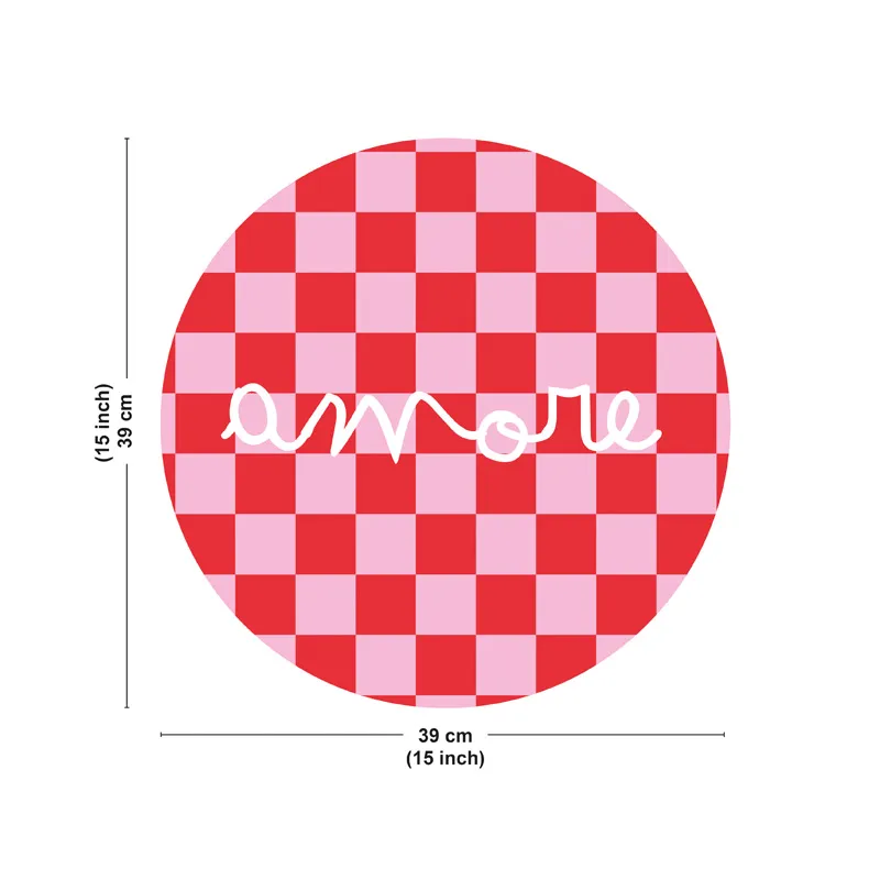 Set de table Amore - Damier rose et rouge - 99 Déco