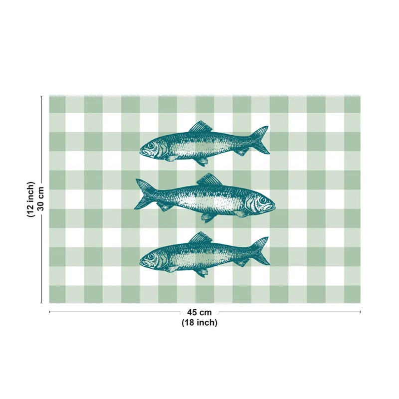Set de table Vichy Sardines - Motif vichy vert - 99 Déco