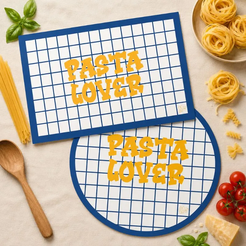 Set de table Pasta Lover - Motif quadrillé bleu - 99 Déco