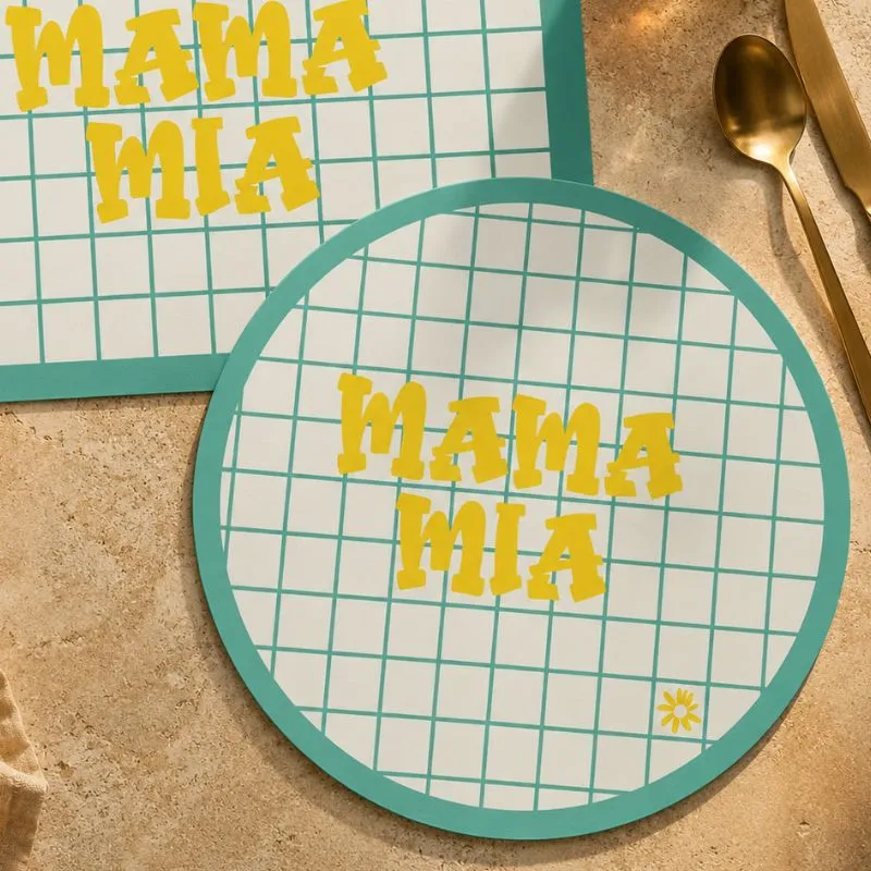Set de table Mama Mia - Motif quadrillé vert - 99 Déco