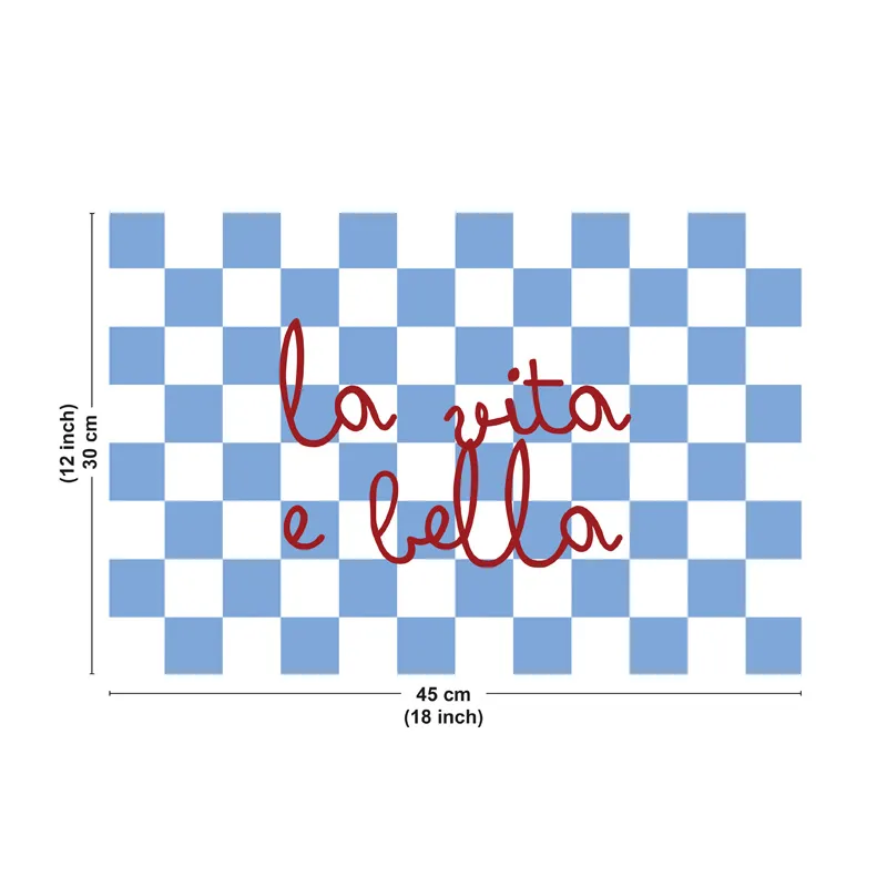 Set de table La Vita E Bella - Motif damier bleu - 99 Déco