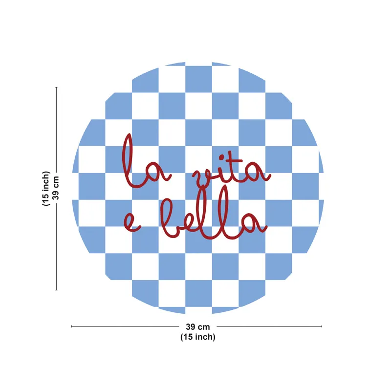 Set de table La Vita E Bella - Motif damier bleu - 99 Déco