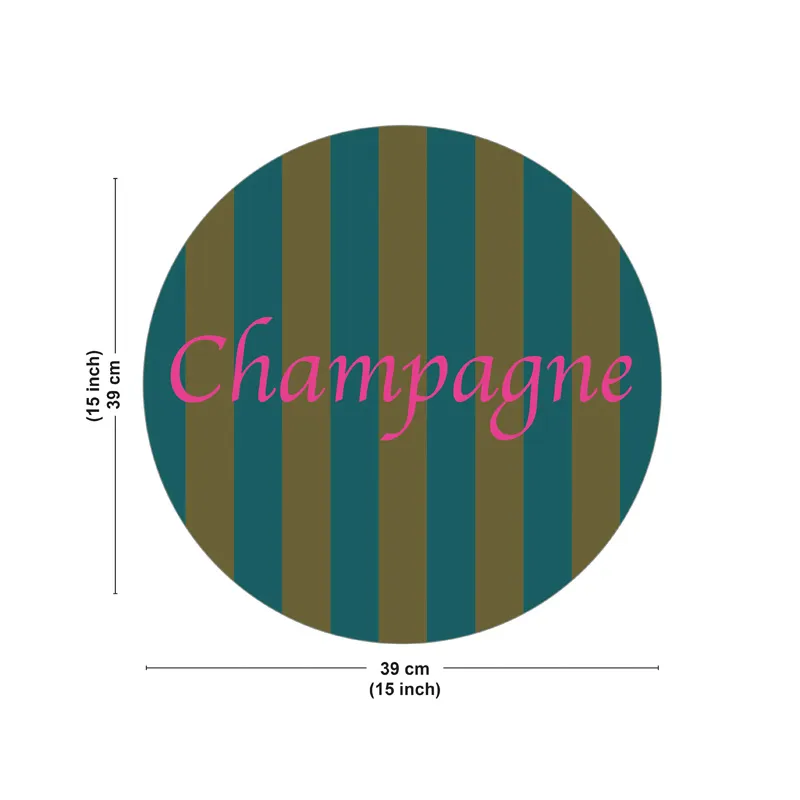 Set de table Champagne - Motif rayures bleu et vert - 99 Déco