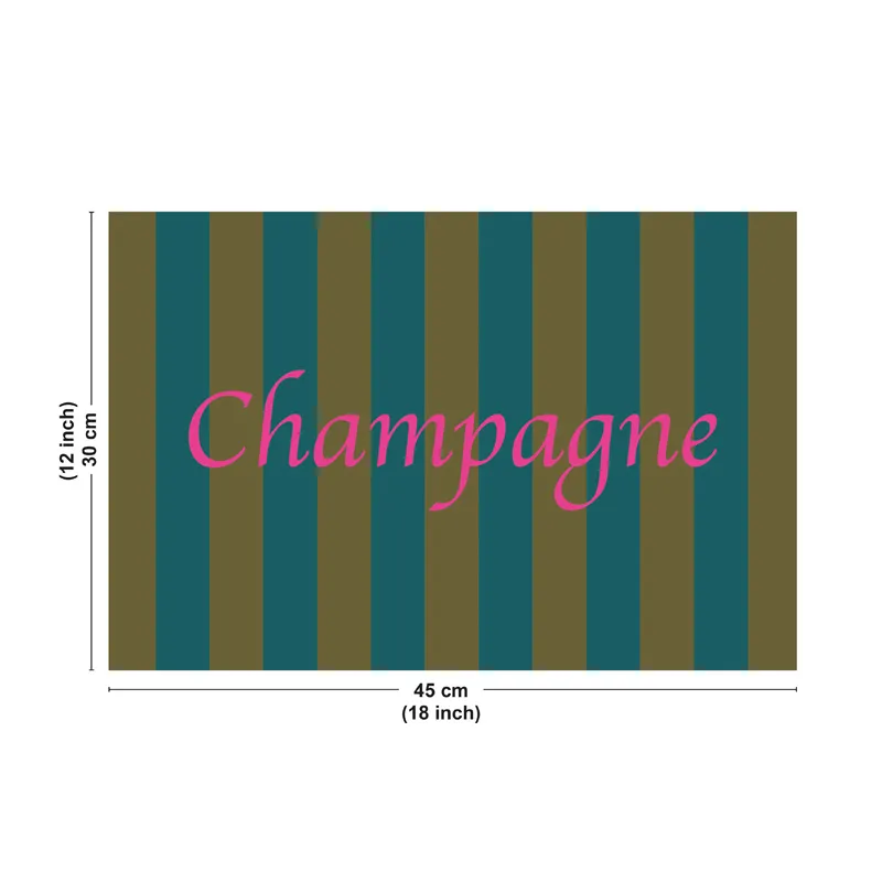 Set de table Champagne - Motif rayures bleu et vert - 99 Déco