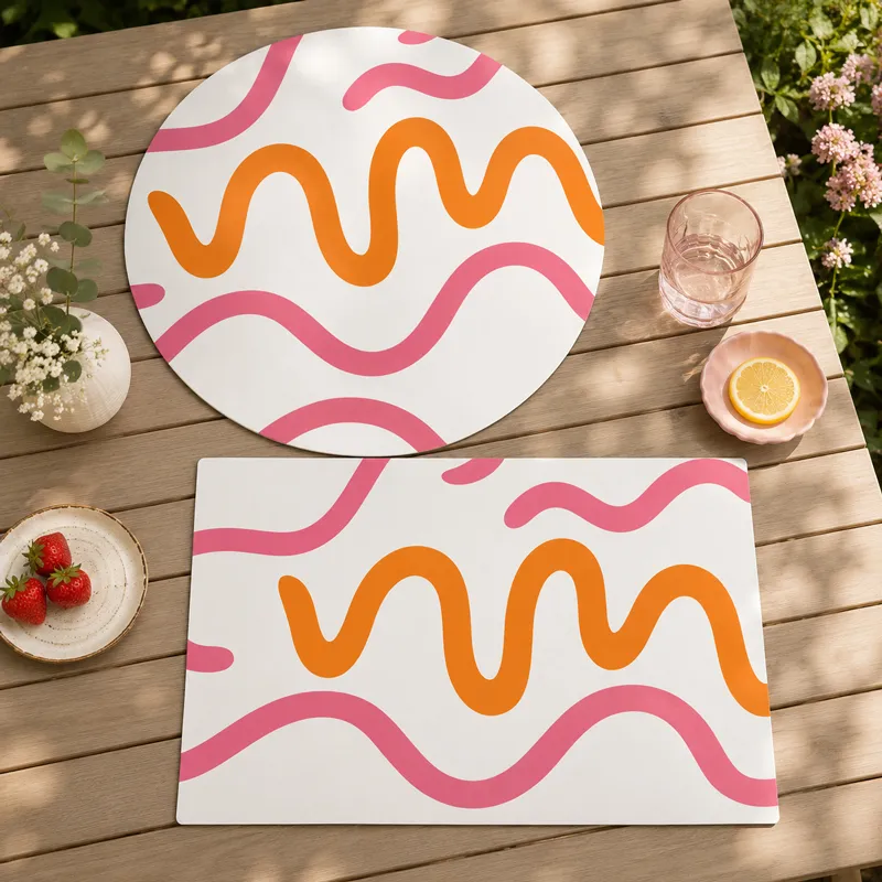 Set de table Sahara Rose - Motif vagues rose et orange - 99 Déco
