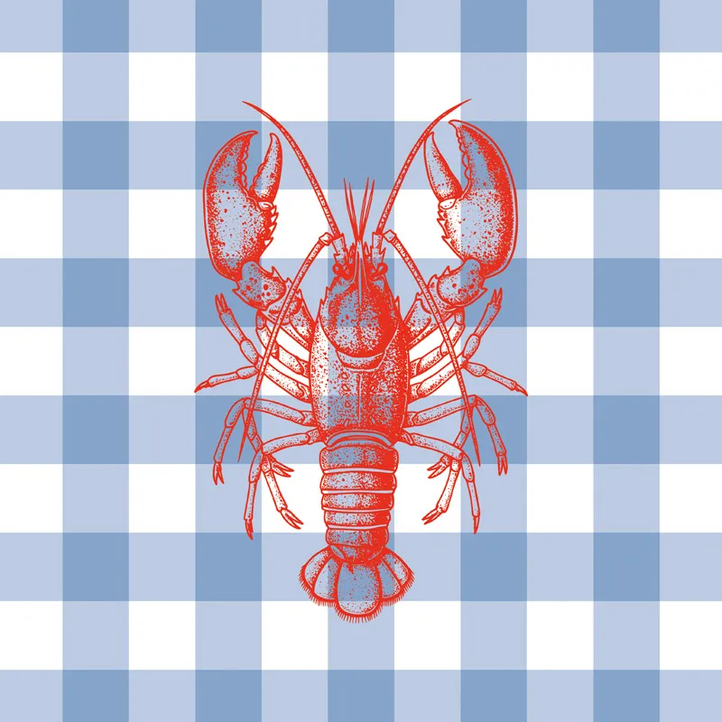 Set de table Vichy Homard - Motif vichy bleu et rouge - 99 Déco