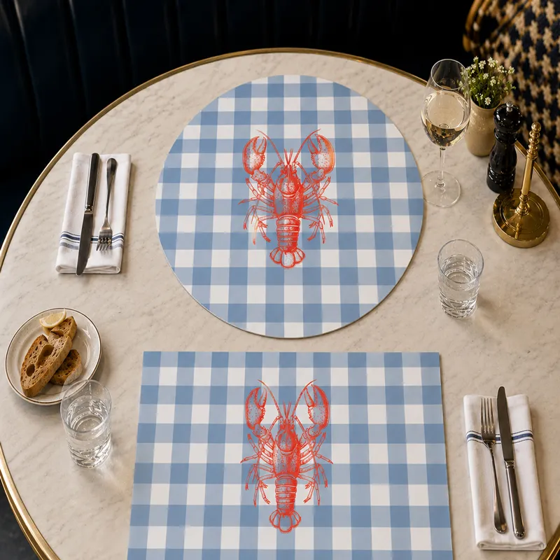 Set de table Vichy Homard - Motif vichy bleu et rouge - 99 Déco
