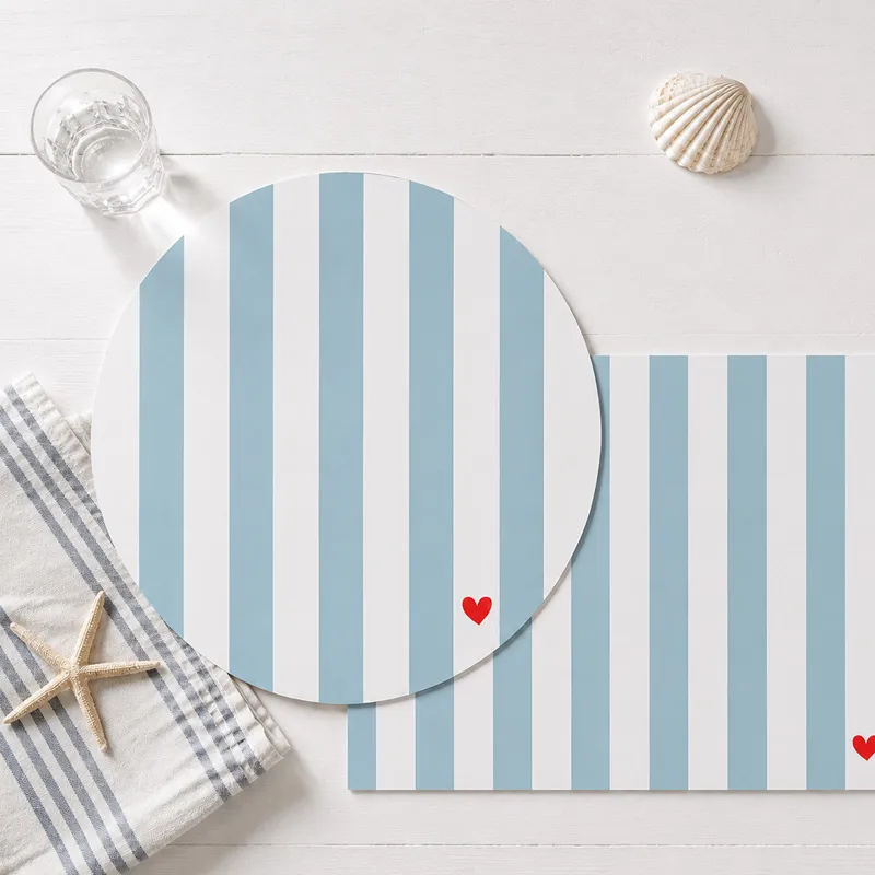 Set de table Azul Rojo - Motif rayures bleu ciel - 99 Déco