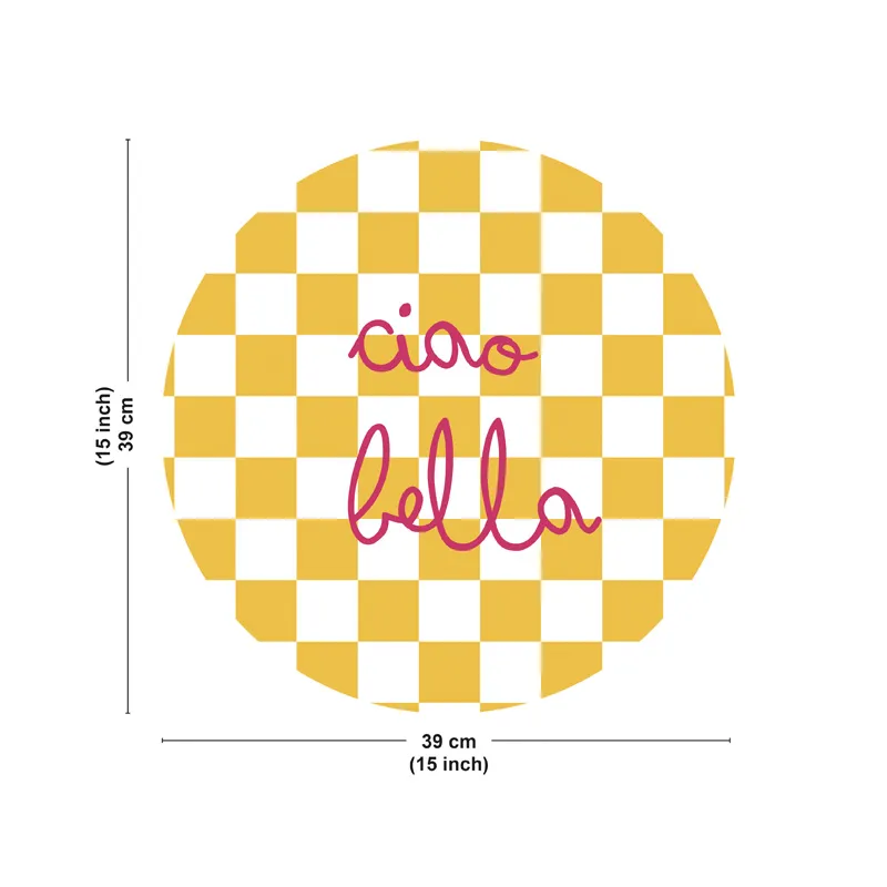 Set de table Ciao Bella - Motif damier jaune - 99 Déco