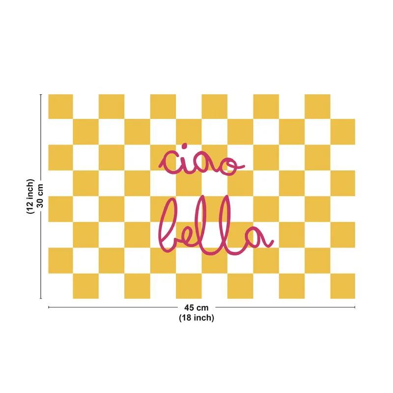 Set de table Ciao Bella - Motif damier jaune - 99 Déco