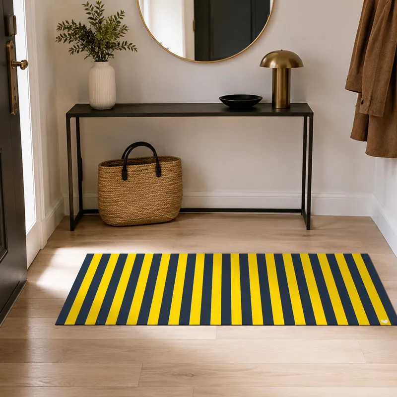 Tapis vinyle AZUL AMARILLO à rayures Bleu et Jaune - 99 Déco