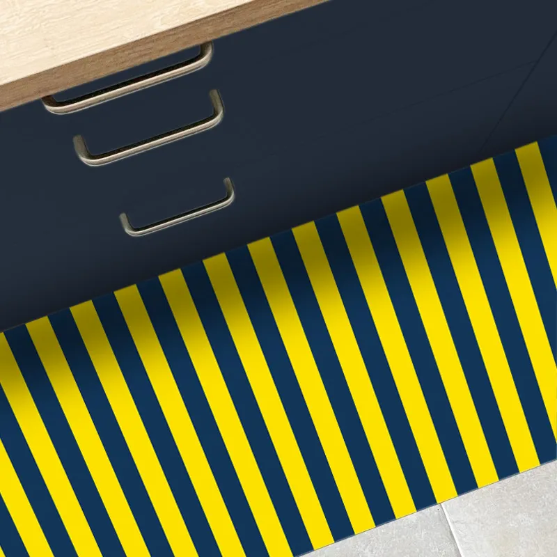 Tapis vinyle AZUL AMARILLO à rayures Bleu et Jaune - 99 Déco