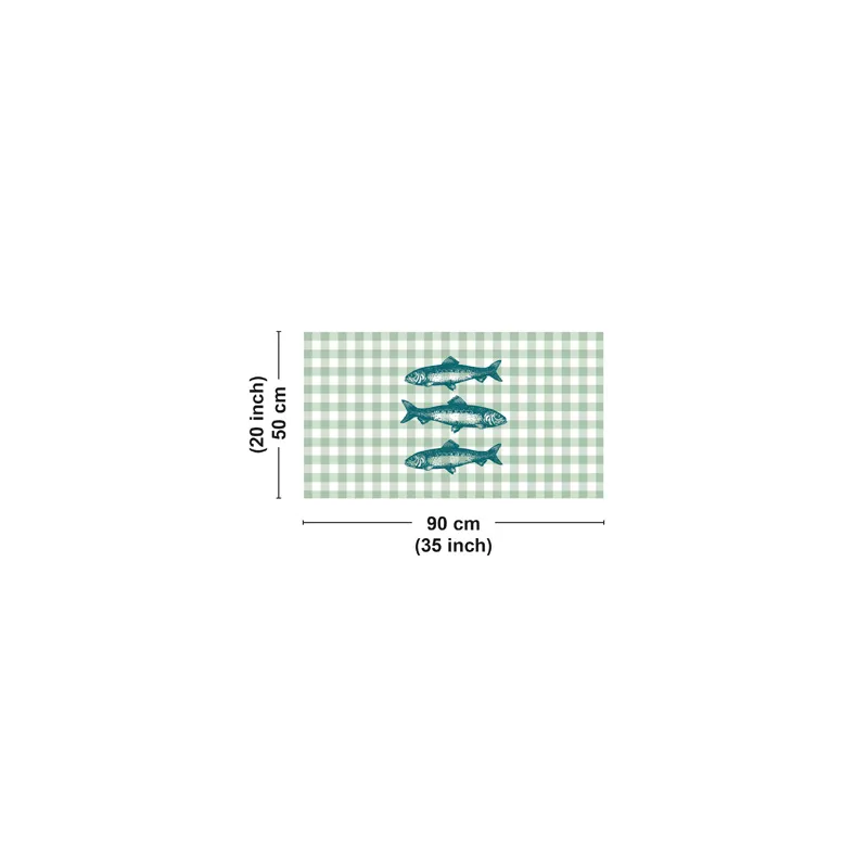 Tapis vinyle VICHY SARDINES motif carreaux Vert sauge - 99 Déco