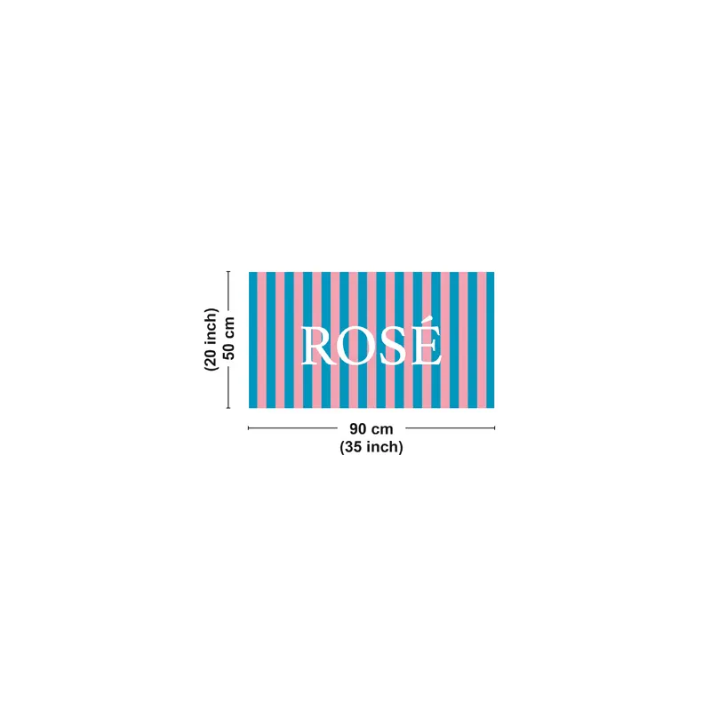 Tapis vinyle ROSÉ à rayures Bleu azur et Rose - 99 Déco