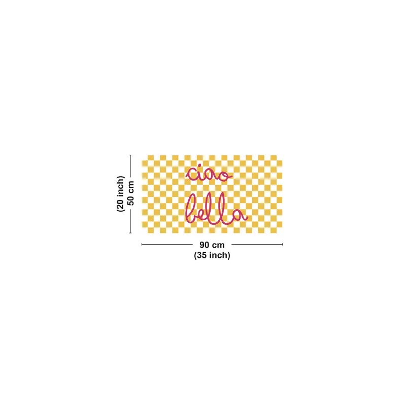 Tapis vinyle CIAO BELLA motif damier Jaune et Rose fuchsia - 99 Déco