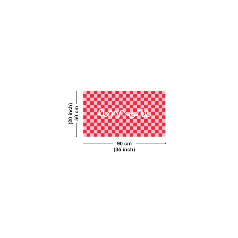 Tapis vinyle AMORE motif damier Rouge et Rose - 99 Déco