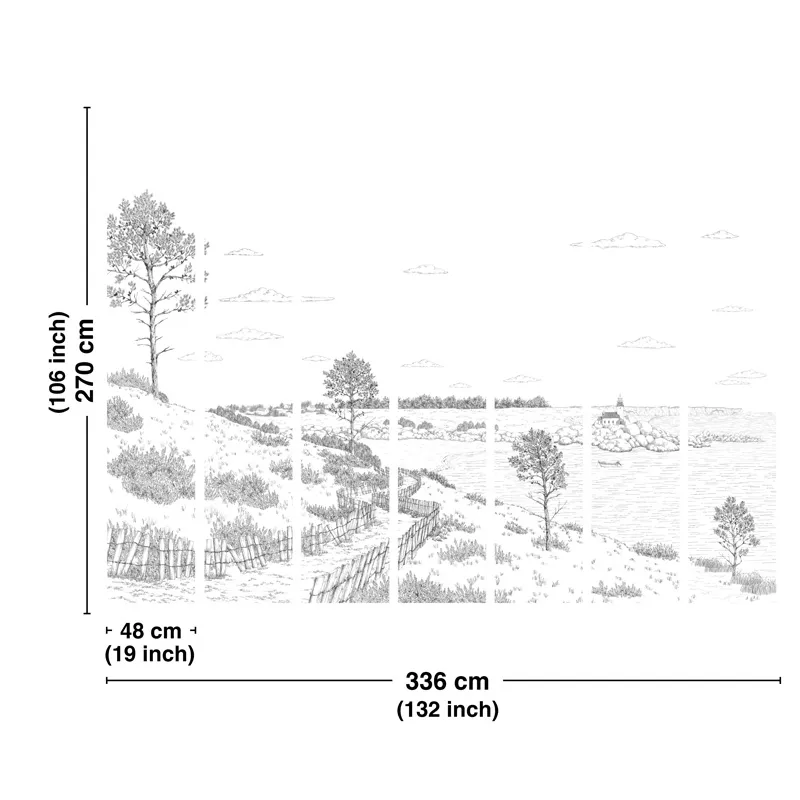 Papier Peint Panoramique BRETAGNE CÔTE SAUVAGE Noir et Blanc - 99 Déco