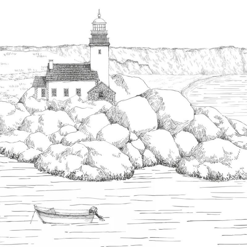 Papier Peint Panoramique BRETAGNE CÔTE SAUVAGE Noir et Blanc - 99 Déco
