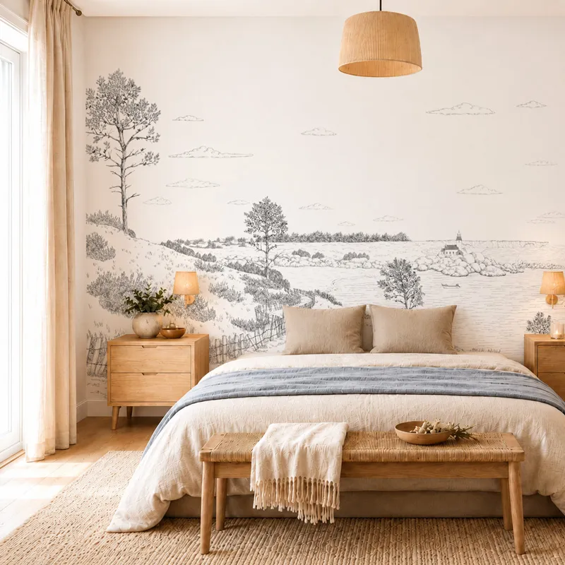 Papier Peint Panoramique BRETAGNE CÔTE SAUVAGE Noir et Blanc - 99 Déco