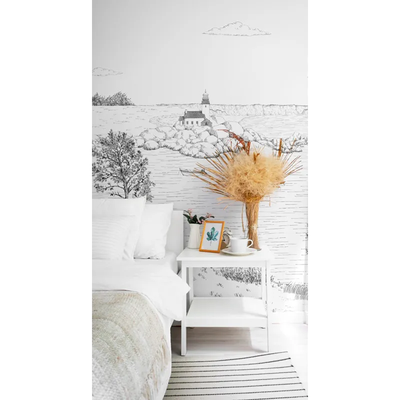 Papier Peint Panoramique BRETAGNE CÔTE SAUVAGE Noir et Blanc - 99 Déco