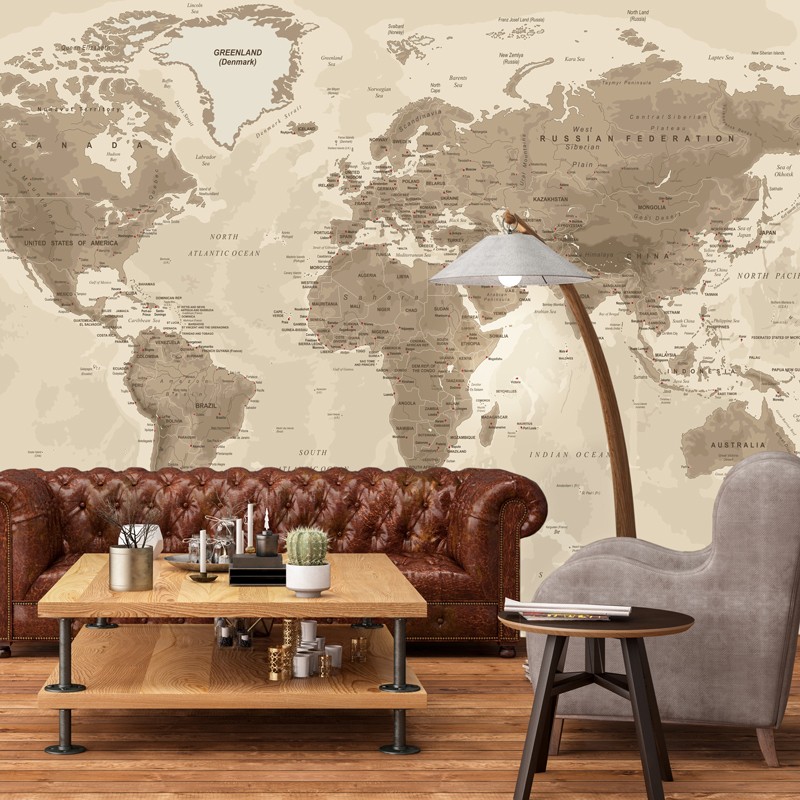 Papier peint panoramique carte du monde