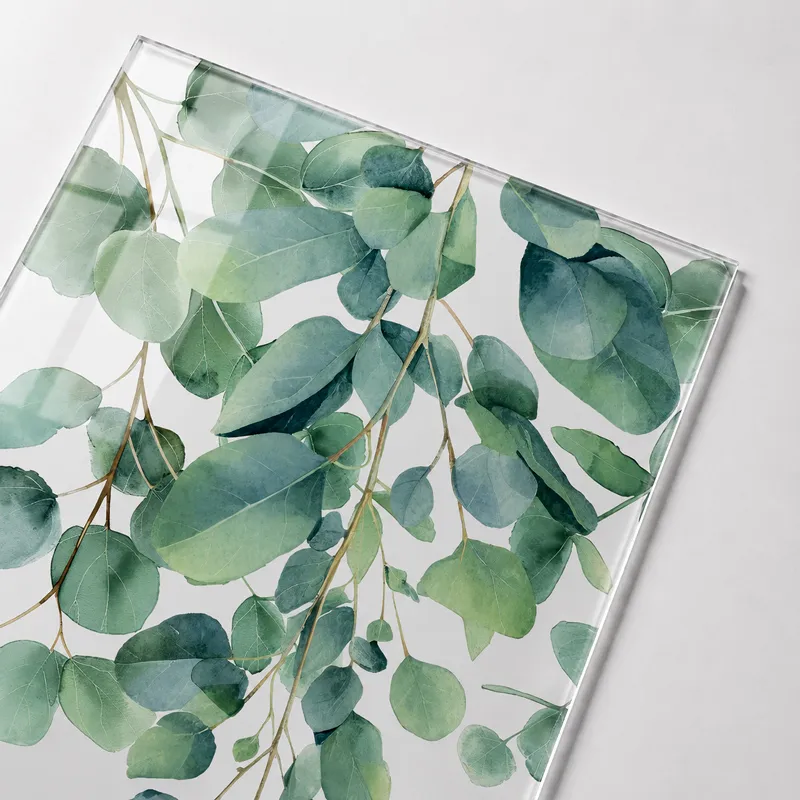 Verrière intérieure décor végétal Eucalyptus in Rain - Aluminium noir mat - 99 Déco