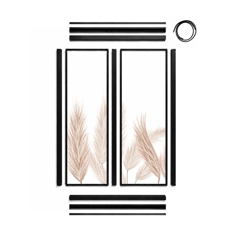 Verrière intérieure décor Pampa - Aluminium noir mat - 99 Déco