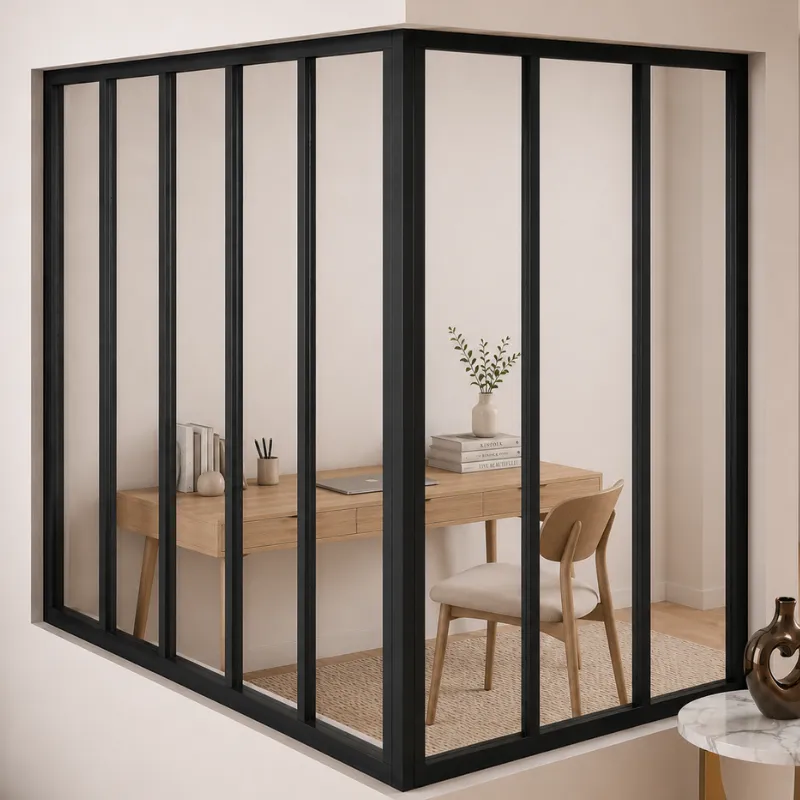 Kit poteau d'angle noir pour verrière intérieure aluminium | 99 Déco