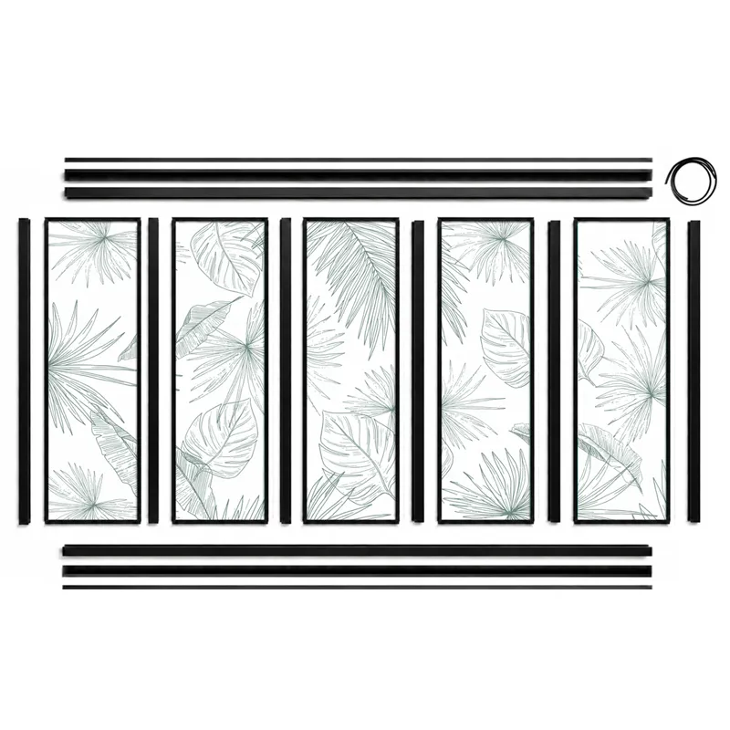 Verrière intérieure décor Lamnar Vert - Aluminium noir mat - 99 Déco