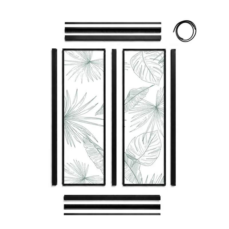Verrière intérieure décor Lamnar Vert - Aluminium noir mat - 99 Déco