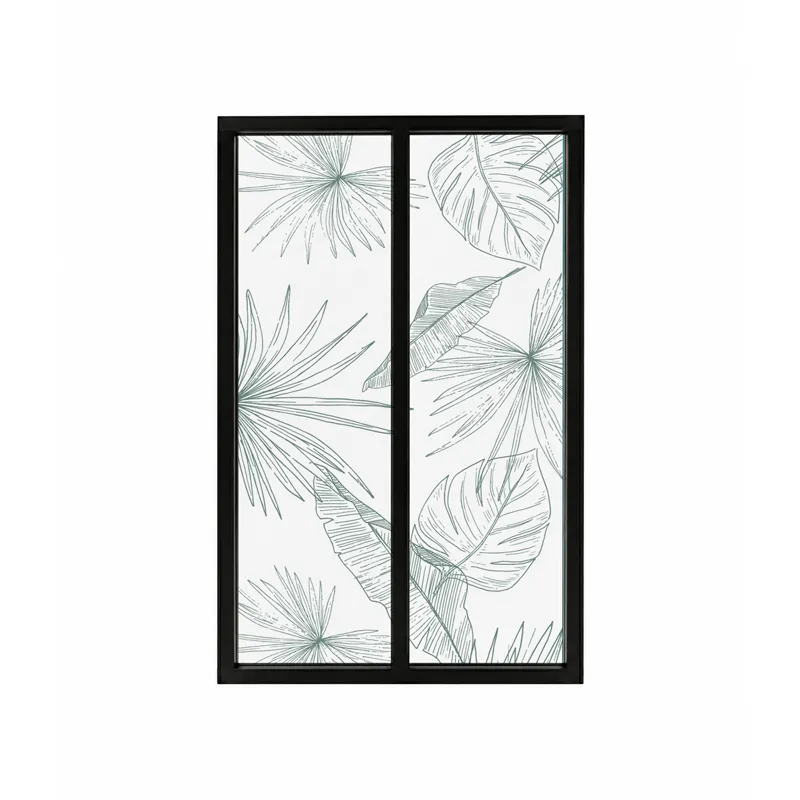 Verrière intérieure décor Lamnar Vert - Aluminium noir mat - 99 Déco