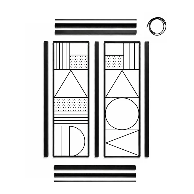 Verrière intérieure décor graphique Geometric - Aluminium noir - 99 Déco