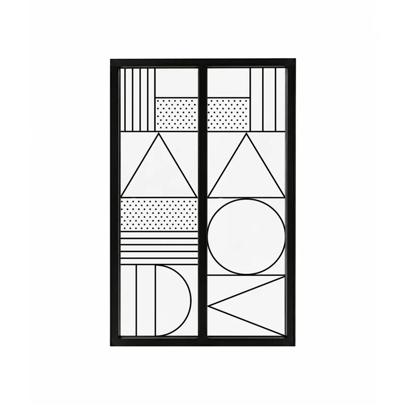 Verrière intérieure décor graphique Geometric - Aluminium noir - 99 Déco