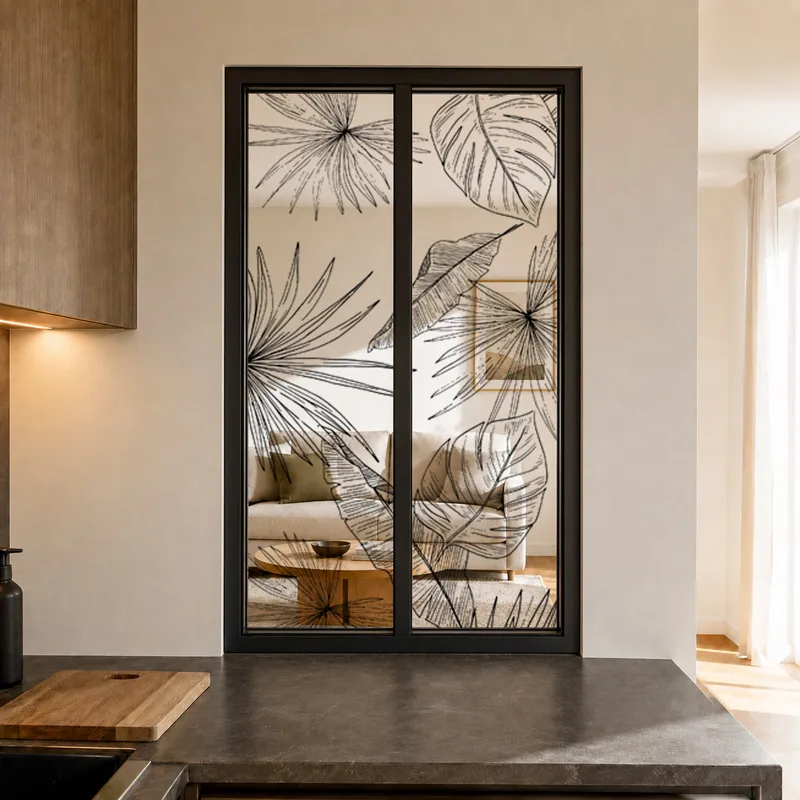 Verrière intérieure décor Lamnar Svart - Aluminium noir mat - 99 Déco
