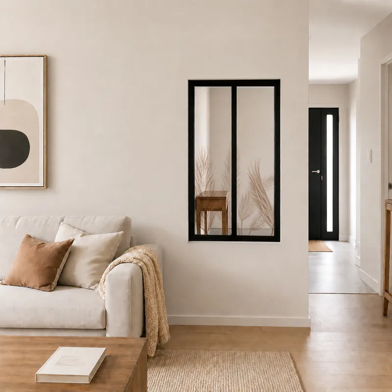 Verrière intérieure décor Pampa - Aluminium noir mat - 99 Déco