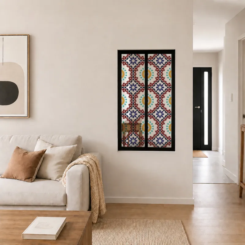 Verrière intérieure décor végétal Gaïa - Aluminium noir mat - 99 Déco