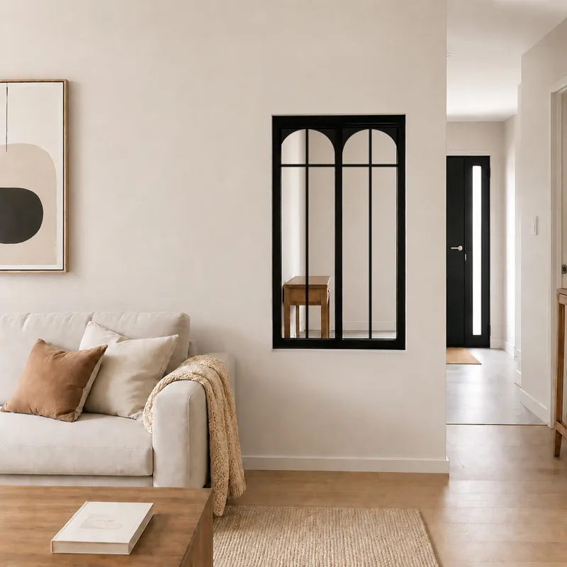 Verrière intérieure graphique Empire - Aluminium noir mat - 99 Déco