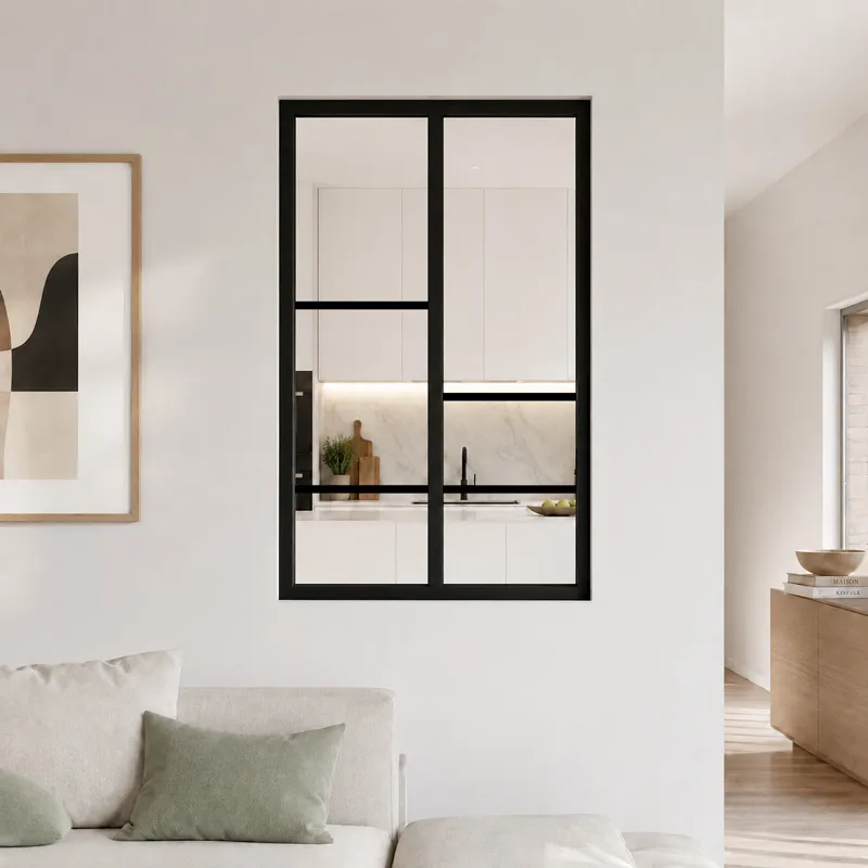 Verrière intérieure graphique Horizon - Aluminium noir mat - 99 Déco