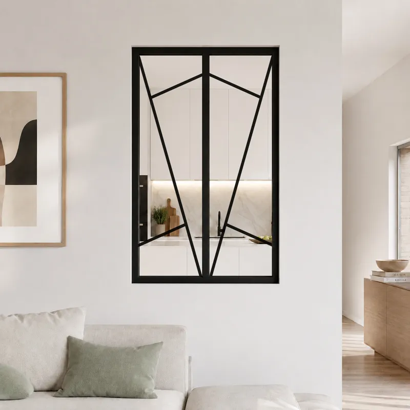 Verrière intérieure graphique Prisme - Aluminium noir mat - 99 Déco