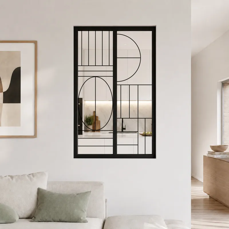 Verrière intérieure graphique Ovaline - Aluminium noir mat - 99 Déco