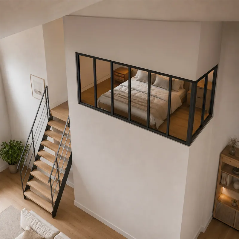 Kit poteau d'angle noir pour verrière intérieure aluminium | 99 Déco