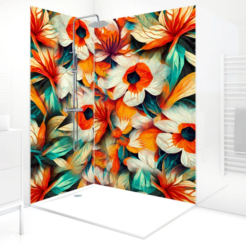 Panneaux muraux de douche - Eclosion Orange | 99DECO