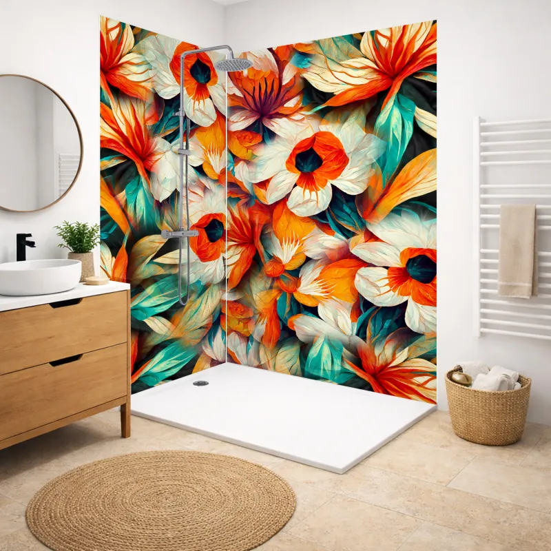 Panneaux muraux de douche - Eclosion Orange | 99DECO