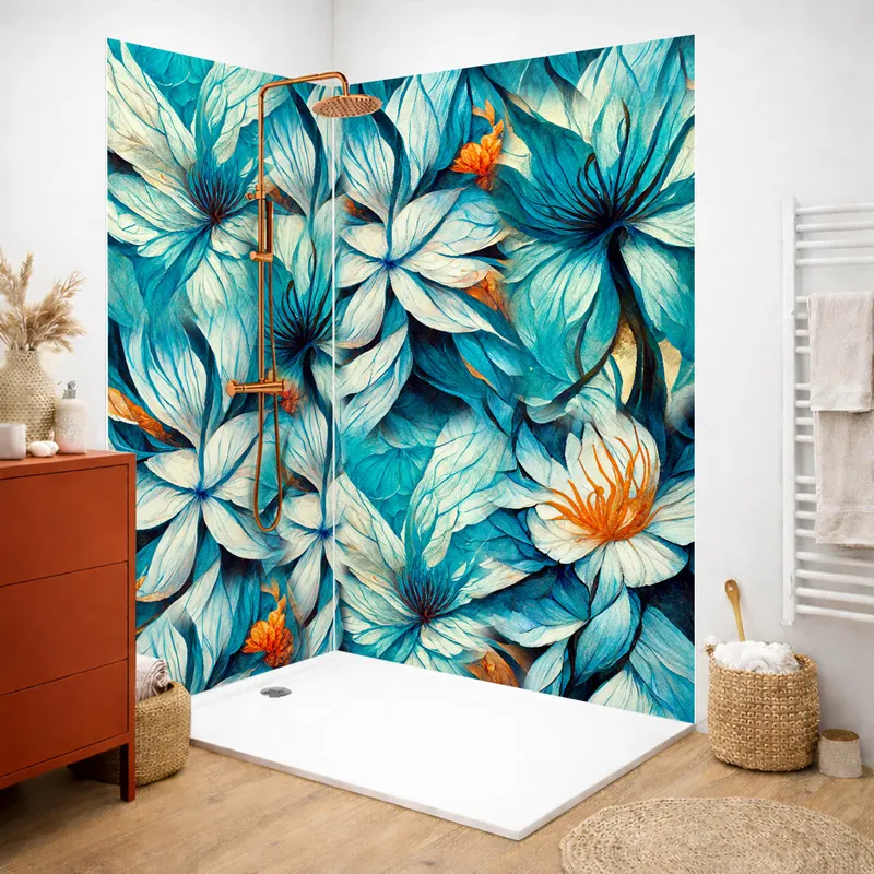 Panneaux muraux de douche - Eclosion Bleu | 99DECO